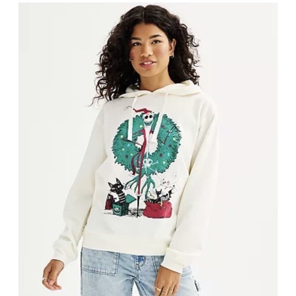 Junior's Nightmare Before Christmas Long‎ Sleeve Hoodie Size Large